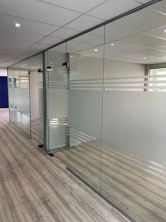 Frosted glass partition installed by Great Glass